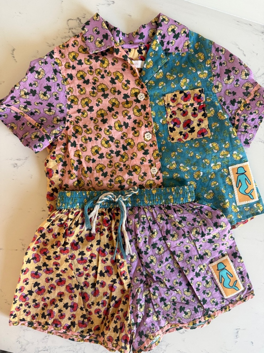 Zimmermann Kids Matching Top & Shorts Tiggy Floral Patchwork Print Girls size 2